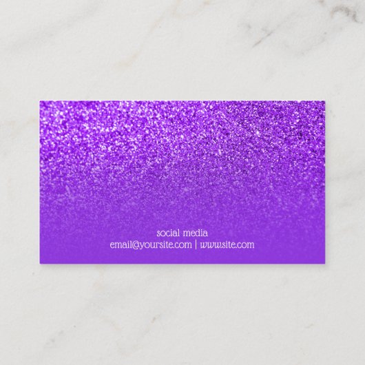 Blue Violet Paars Ombre Glitter Foto Visitekaartje (Achterkant)
