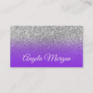 Blue Violet Paars Ombre Silver Glitter Foto Visitekaartje