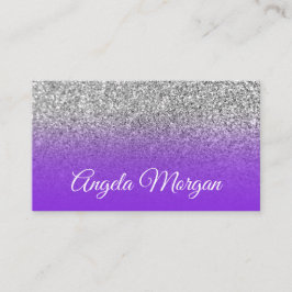 Blue Violet Paars Ombre Silver Glitter Foto Visitekaartje