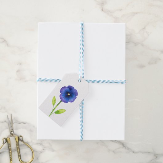 Blue Violet Pansy Cadeaulabel (Met Touw)