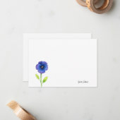 Blue Violet Pansy Notitiekaartje (Voorkant / Achterkant in situ)