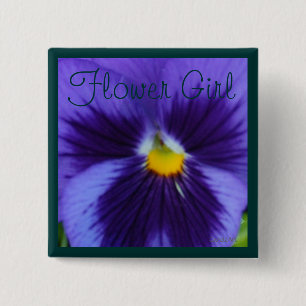 Blue-Violet Pansy Vierkante Button 5,1 Cm