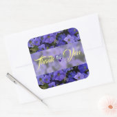 Blue Violet Petunias bruiloft Dank u Vierkante Sticker (Envelop)