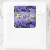 Blue Violet Petunias bruiloft Dank u Vierkante Sticker (Tas)