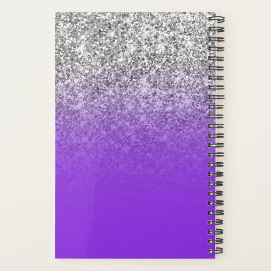 Blue Violet Silver Glitter Ombre Persoonlijk Planner (Achterkant)