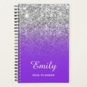 Blue Violet Silver Glitter Ombre Persoonlijk Planner (Voorkant)