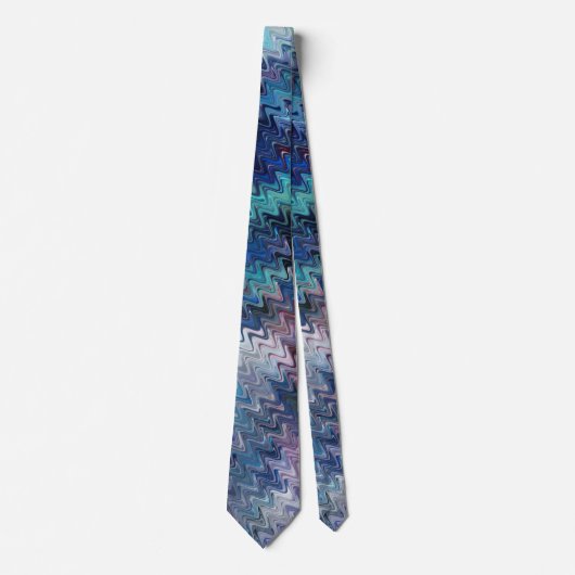 Blue Violet Teal White Marbling Abstraction Stropdas (Voorkant)