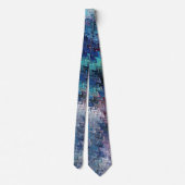 Blue Violet Teal White Marbling Abstraction Stropdas (Achterkant)
