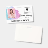 Blue Violet Waterverf Voeg je Logo medewerker toe Badge (Front & Back)