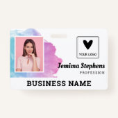 Blue Violet Waterverf Voeg je Logo medewerker toe Badge (Voorkant)