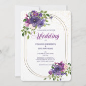 Blue Violet Wild Rozen Double Lijst Wedding Kaart (Voorkant)
