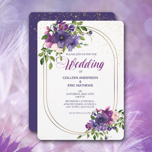 Blue Violet Wild Rozen Double Lijst Wedding Kaart