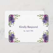 Blue Violet Wild Rozen Wedding RSVP Kaartje (Voorkant / Achterkant)