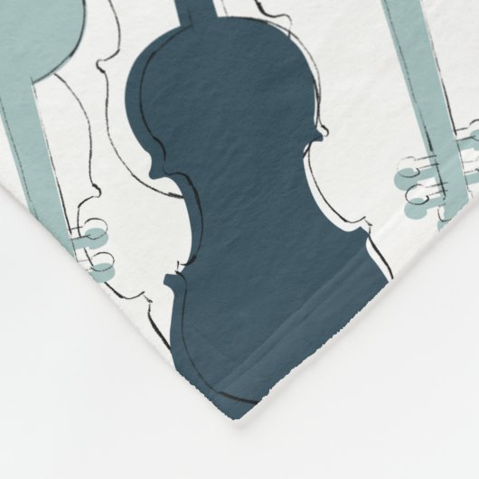 Blue Violin Pattern Fleece Deken (Hoek)
