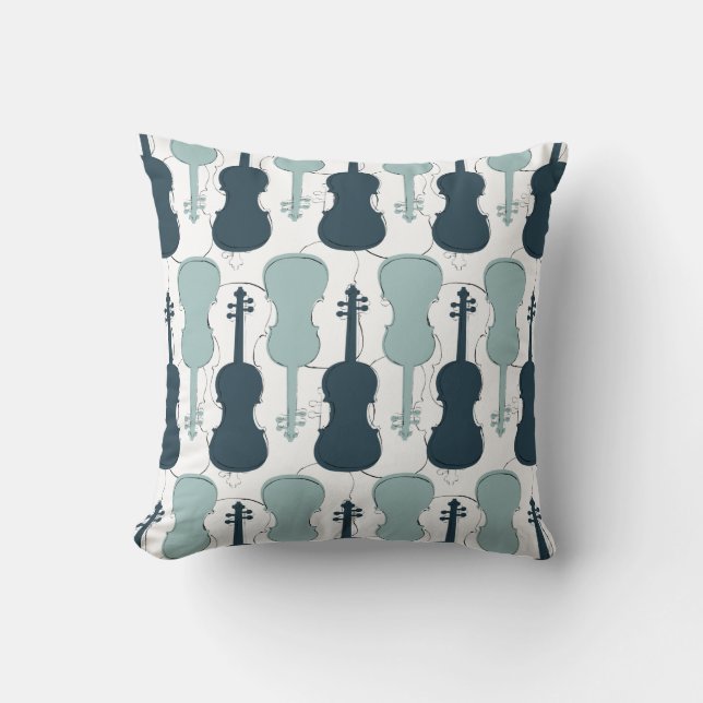 Blue Violin Pattern Kussen (Voorkant)