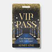 Blue VIP Pass Hollywood Red Carpet Birthday Badge (Achterkant)