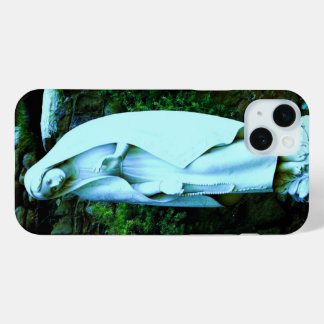 Blue Virgin Mary-beeld iPhone 15 Mini Hoesje