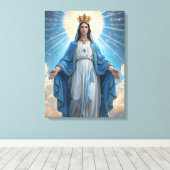 Blue Virgin Mary Heavenly Canvas Afdruk (Insitu (Houten vloer))