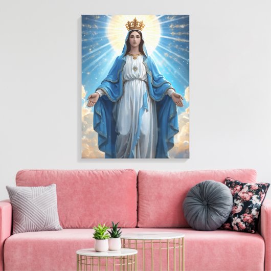Blue Virgin Mary Heavenly Canvas Afdruk (Insitu (Woonkamer))