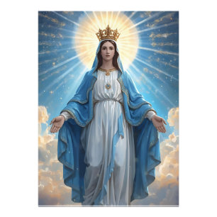 Blue Virgin Mary Heavenly Foto Afdruk