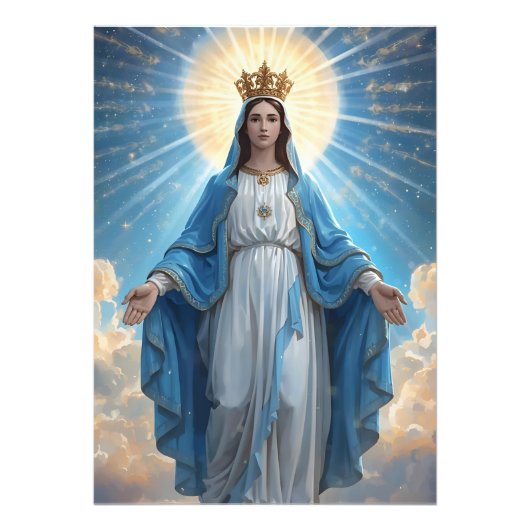 Blue Virgin Mary Heavenly Foto Afdruk (Voorkant)