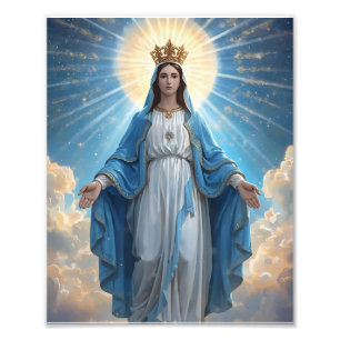 Blue Virgin Mary Heavenly Foto Afdruk