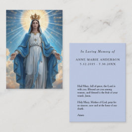 Blue VIrgin Mary Memorial Card Contactkaartje