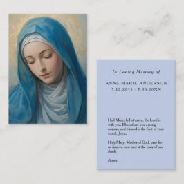Blue VIrgin Mary Memorial Card Contactkaartje