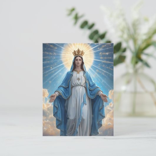 Blue VIrgin Mary Sympathy Gevouwen Wenskaart Feestdagenkaart (Staand voorkant)
