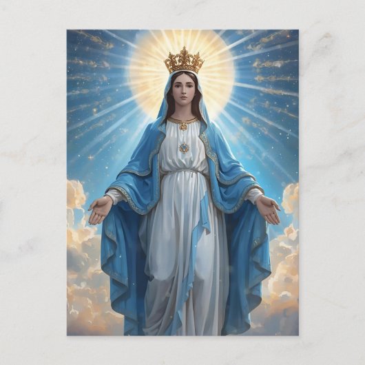 Blue VIrgin Mary Sympathy Gevouwen Wenskaart Feestdagenkaart (Voorkant)