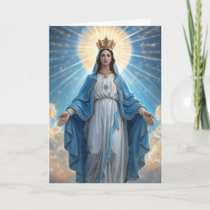 Blue VIrgin Mary Sympathy Gevouwen Wenskaart Kaart