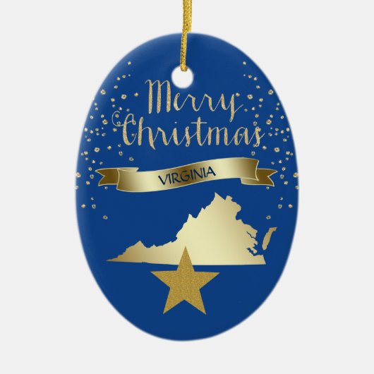 Blue Virginia Star Keramisch Ornament (Voorkant)