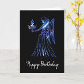 Blue Virgo Sign Birthday Kaart (Gele Bloem)