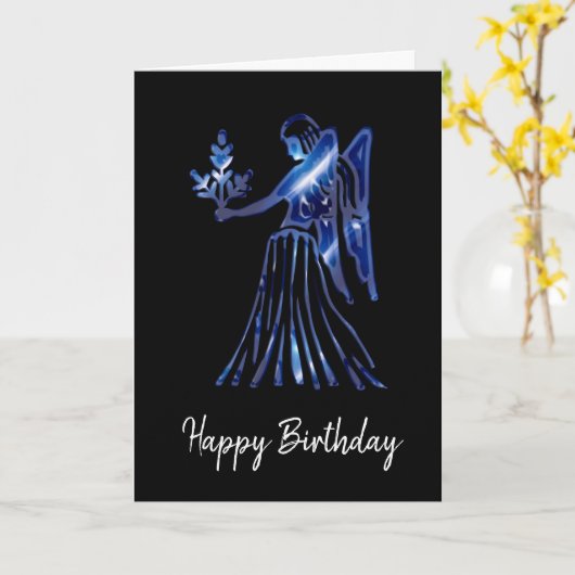 Blue Virgo Sign Birthday Kaart (Gele Bloem)