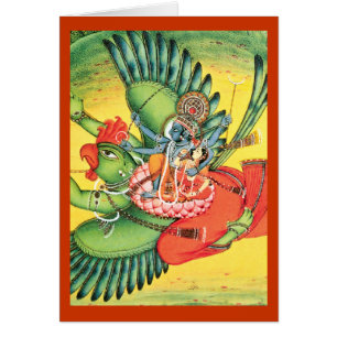 Blue Vishnu Hindu God Art Card
