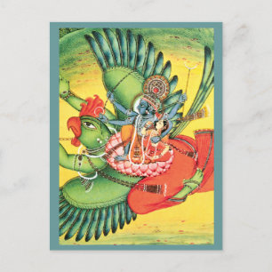 Blue Vishnu Hindu God Art Card Briefkaart