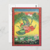 Blue Vishnu op Garuda Hindu God Art Card Briefkaart (Voorkant / Achterkant)