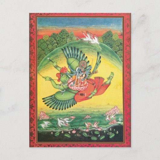 Blue Vishnu op Garuda Hindu God Art Card Briefkaart (Voorkant)