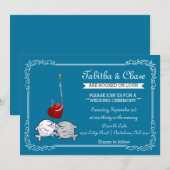 Blue Vist Wedding Invitation Kaart (Voorkant / Achterkant)