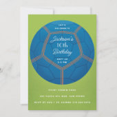 Blue Voetbal Birthday Party Kaart (Voorkant)