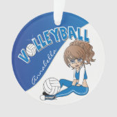 Blue Volleyball 🏐 Diva Girl Player Ornament (voorkant)