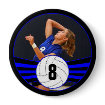 Blue Volleyball Player Custom Photo & Number Sport