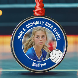 Blue Volleyball Player Photo Christmas Gift Metalen Ornament