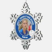 Blue Volleyball Player Photo High School Tin Sneeuwvlok Ornament (Rechts)