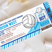 Blue Volleyball Ticket Pass Baby shower Uitnodigin Kaart