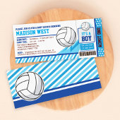 Blue Volleyball Ticket Pass Baby shower Uitnodigin Kaart