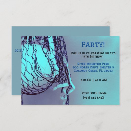 Blue Volleyball Verjaardag Kaart (Voorkant / Achterkant)