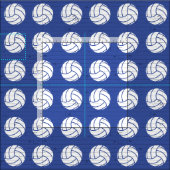 Blue Volleyball Wood Floor Pattered Stof (Delen)