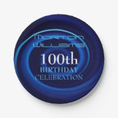 Blue Vortex 100th Birthday Celebration Paper Bord (Voorkant)