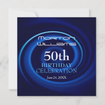 Blue Vortex 50th Birthday Invitation 2